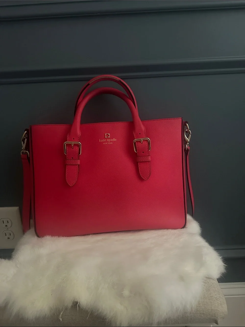 kate spade Red Leather Satchel with Gold Hardware